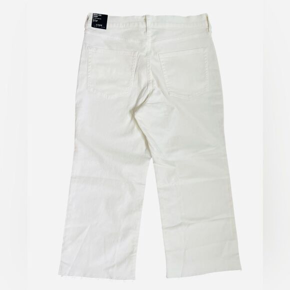 J. Crew Wide Leg Cropped Jeans Size 31 Petite White Stretch Raw Hem NWT - Picture 4 of 8
